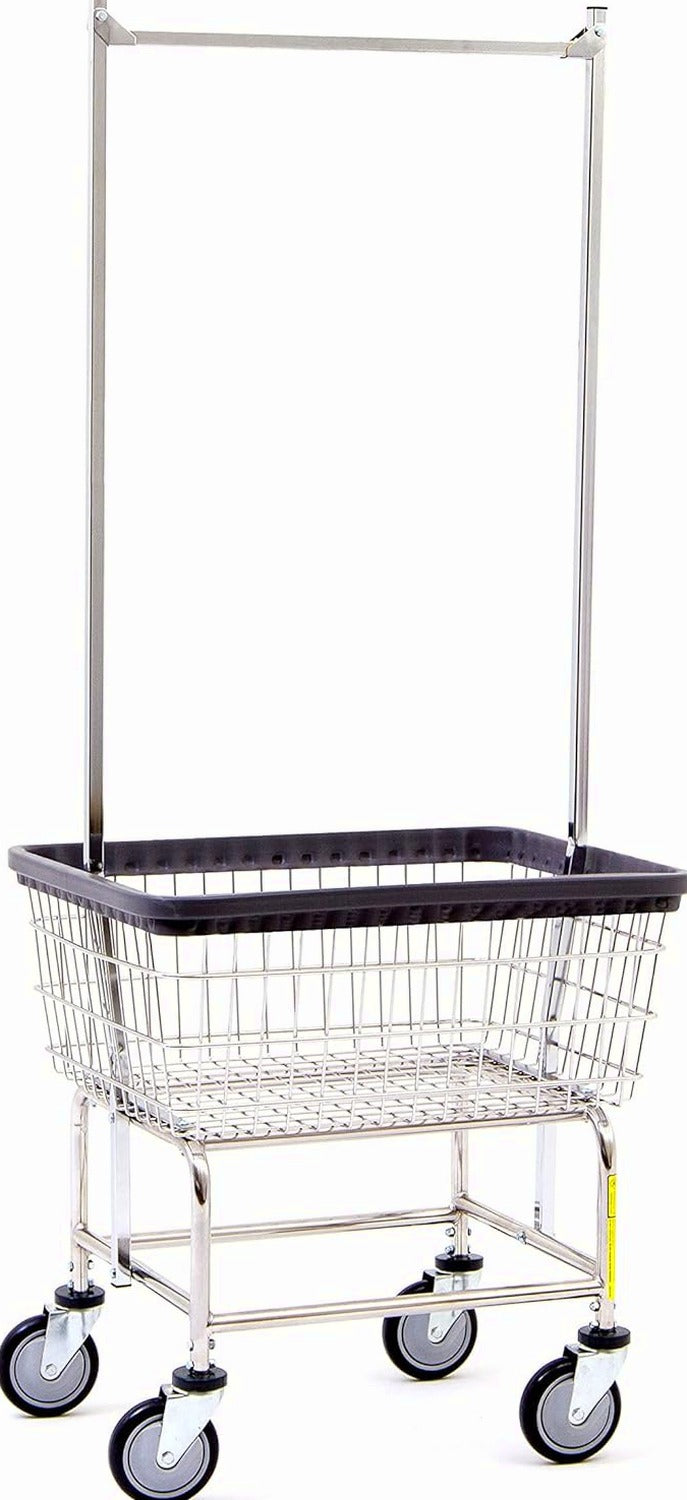 R&B Wire Products Heavy Duty Wire Laundry Cart, Chrome, 27D x 22W x 67H - 100CEC58C
