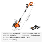 VEVOR Cordless Lawn Edger, 20 V, 9-inch Blade, Orange Black Silver - ASYTM02230