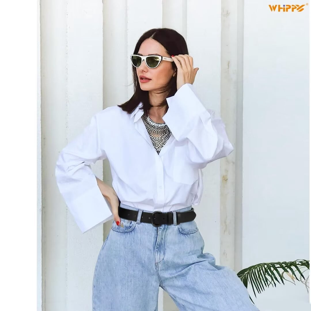 WHIPPY Women Leather Belt for Jeans Pants Ladies Leather Belts with Black Buckle