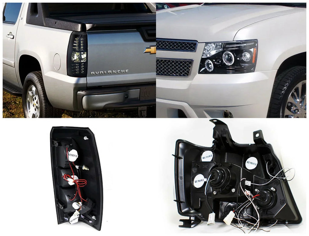 Spec-D Tuning Black LED Projector Headlights With LED Driving Bumper Fog Lamps - Chevy Avalanche 2007-2011