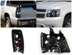 Spec-D Tuning Black LED Projector Headlights With LED Driving Bumper Fog Lamps - Chevy Avalanche 2007-2011