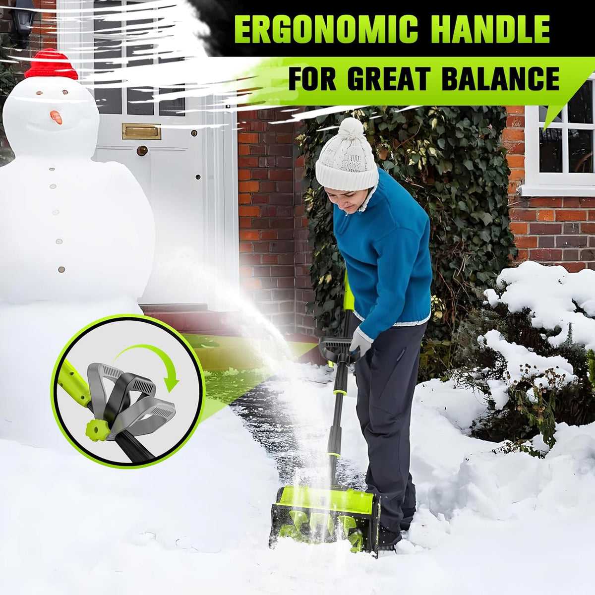 VOTLEMI Cordless Snow Shovel 13 Inch 40V 4.0Ah Green