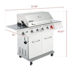 Royal Gourmet 5-Burner Gas Grill With Rotisserie Kit, Sear Burner And Side Burner, 64,000 BTU, Silver - GA5404S