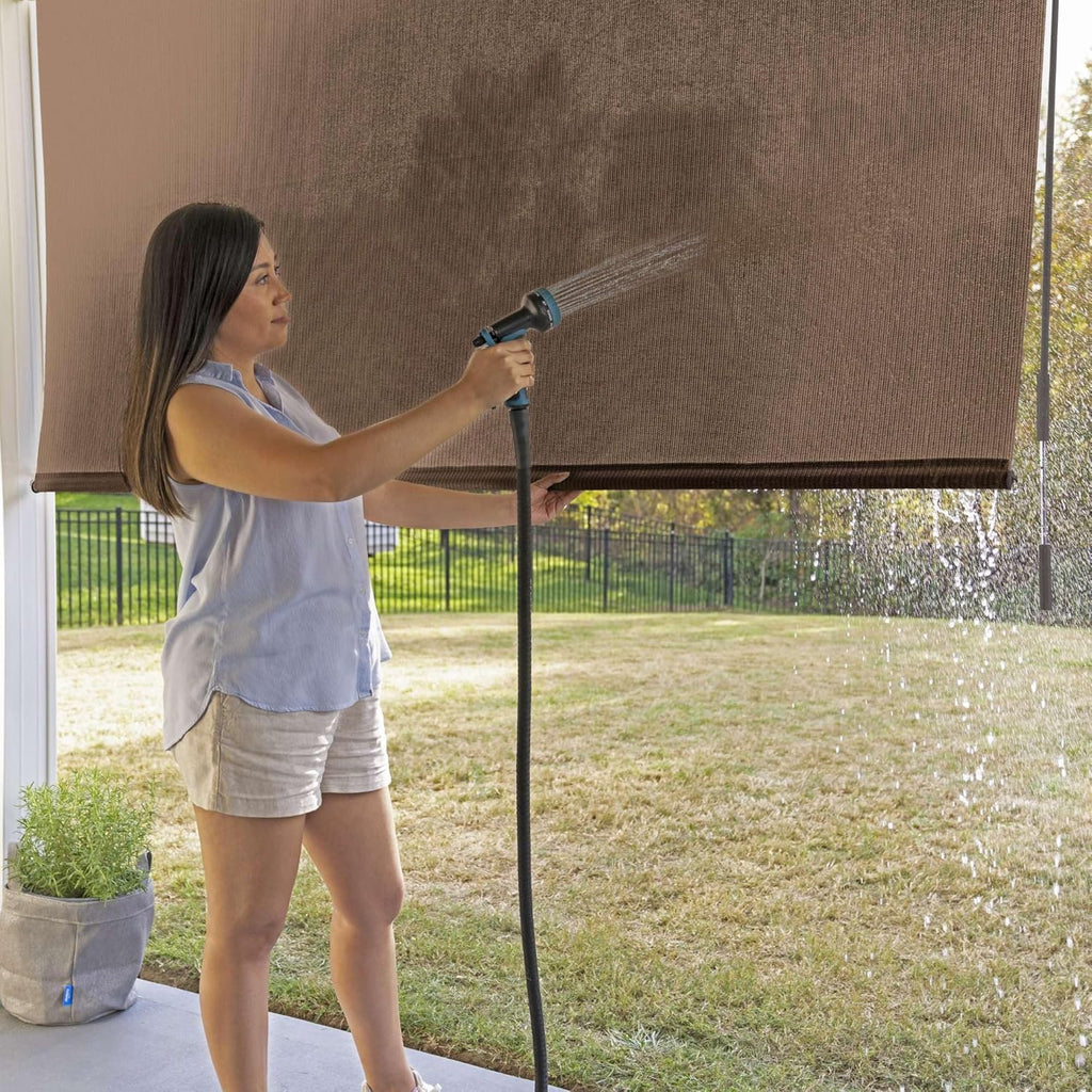 Coolaroo Outdoor Roller Shade With Wand - 10ft x 8ft Walnut