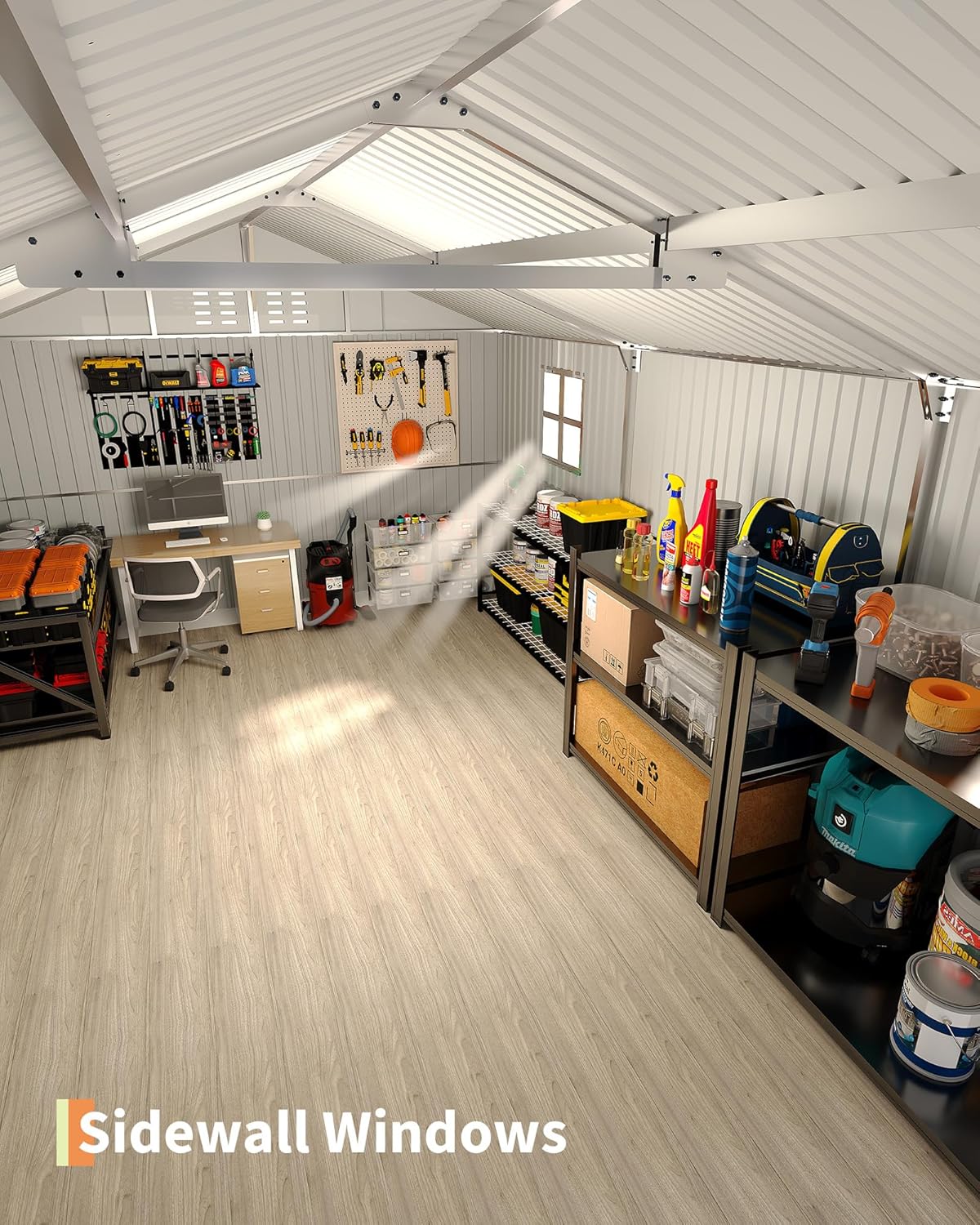 GarveeLife Enclosed Metal Carport 12x20 FT, Gray - Reinforced Frame And Steel Roof