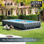 INTEX Ultra XTR Above Ground Pool 24ft x 12ft x 52in With 2 Floating Recliners And Mega Chill II Cooler