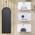 Full Length Wall Mirror, 48 x 16 Inch, Black, Leather Strap