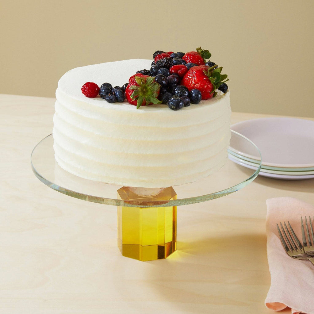 Faceted Crystal Glass Cake Stand - 4.8h x 11diam