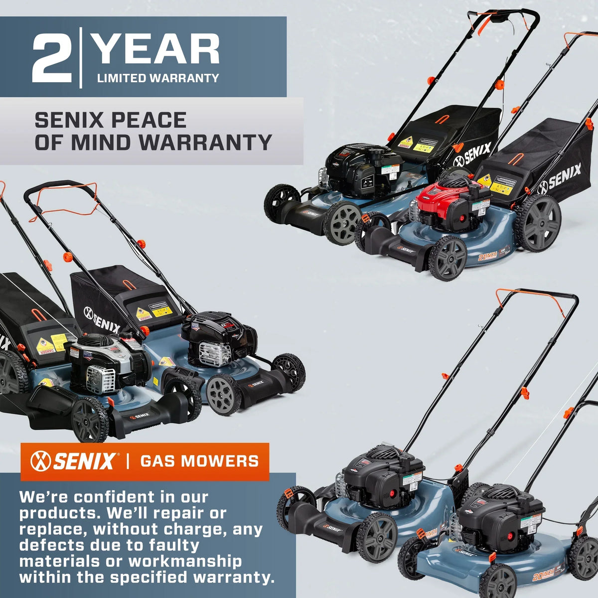 Senix Gas Push Lawn Mower 21-Inch 140 cc 4-Cycle Briggs & Stratton Engine - LSPG-M6