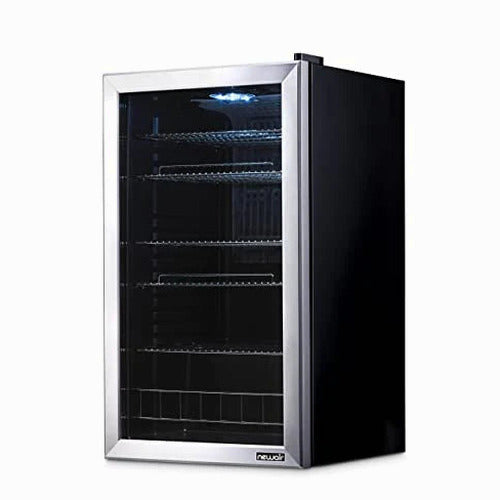 NewAir Beverage Refrigerator Cooler, 126 Cans, 3.4 Cubic Feet, Stainless Steel - AB-1200