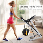 Tikmboex Folding Treadmill, 3.25HP, 10in HD TV Movie Touchscreen, Silver