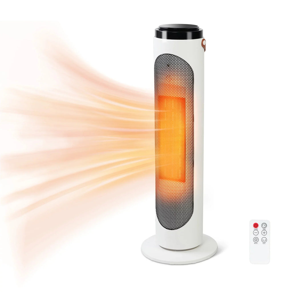 PTC Oscillating Ceramic Space Heater 1500W With Remote And 24-Hour Timer - White