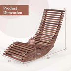 Acacia Wood Outdoor Patio Rocking Chair With Widened Slatted Seat And High Back