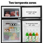 Devanti 80L Compact Black Bar Fridge With 25L Chiller Compartment