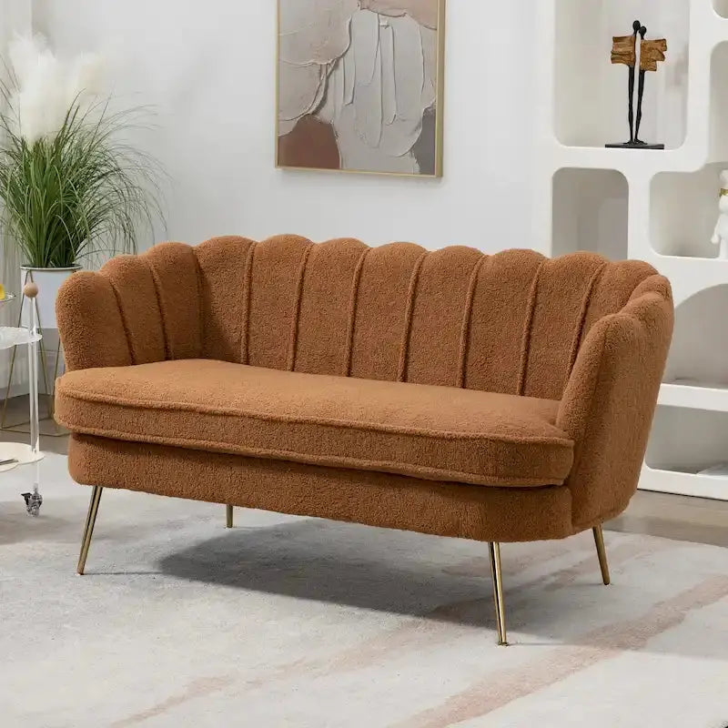 Mid-Century Modern Tufted Loveseat 59in Upholstered Sofa