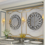 32 Inch Round Sunburst Decorative Wall Mirror, Silver Glass - 31.5 Inch