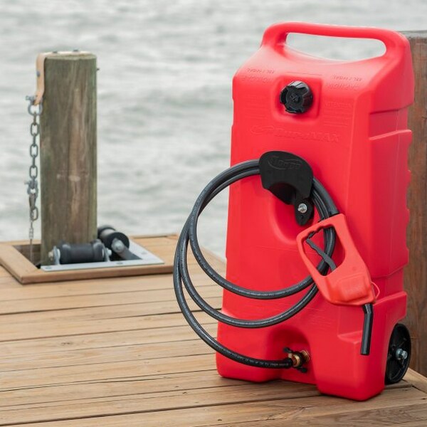 Scepter Flo N' Go DuraMax 14 Gallon Portable Fuel Tank With Pump, 2 Pack, Red