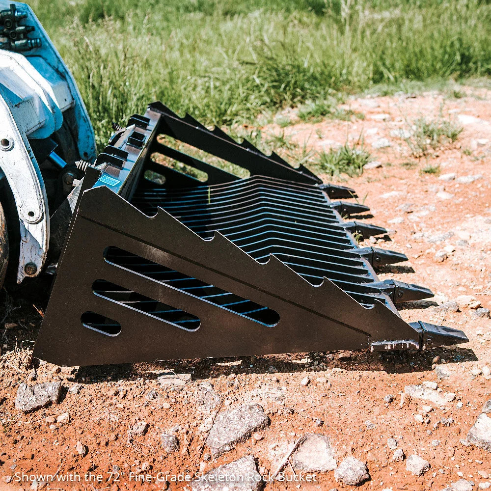 Titan Attachments 60in Skeleton Rock Bucket With Bolt-On Teeth And Skid Steer Quick Tach