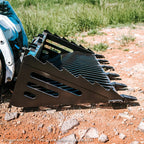 Titan Attachments 60in Skeleton Rock Bucket With Bolt-On Teeth And Skid Steer Quick Tach