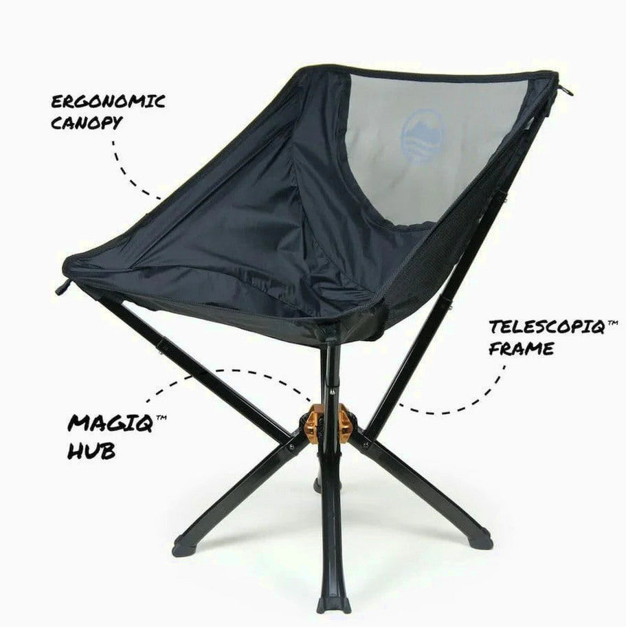 CLIQ Portable Folding Camping Chair, Black, 1 Pack, 300 Lbs - CC01