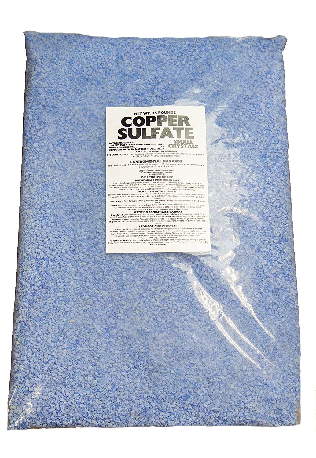 Earthworks Health Copper Sulfate Fine Crystals 25 lb Bag