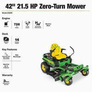 John Deere Z320R Zero-Turn Riding Mower, 21.5 HP V-Twin, 42-Inch Accel Deep Deck - Z320R