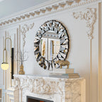32 Inch Round Sunburst Decorative Wall Mirror, Silver Glass - 31.5 Inch