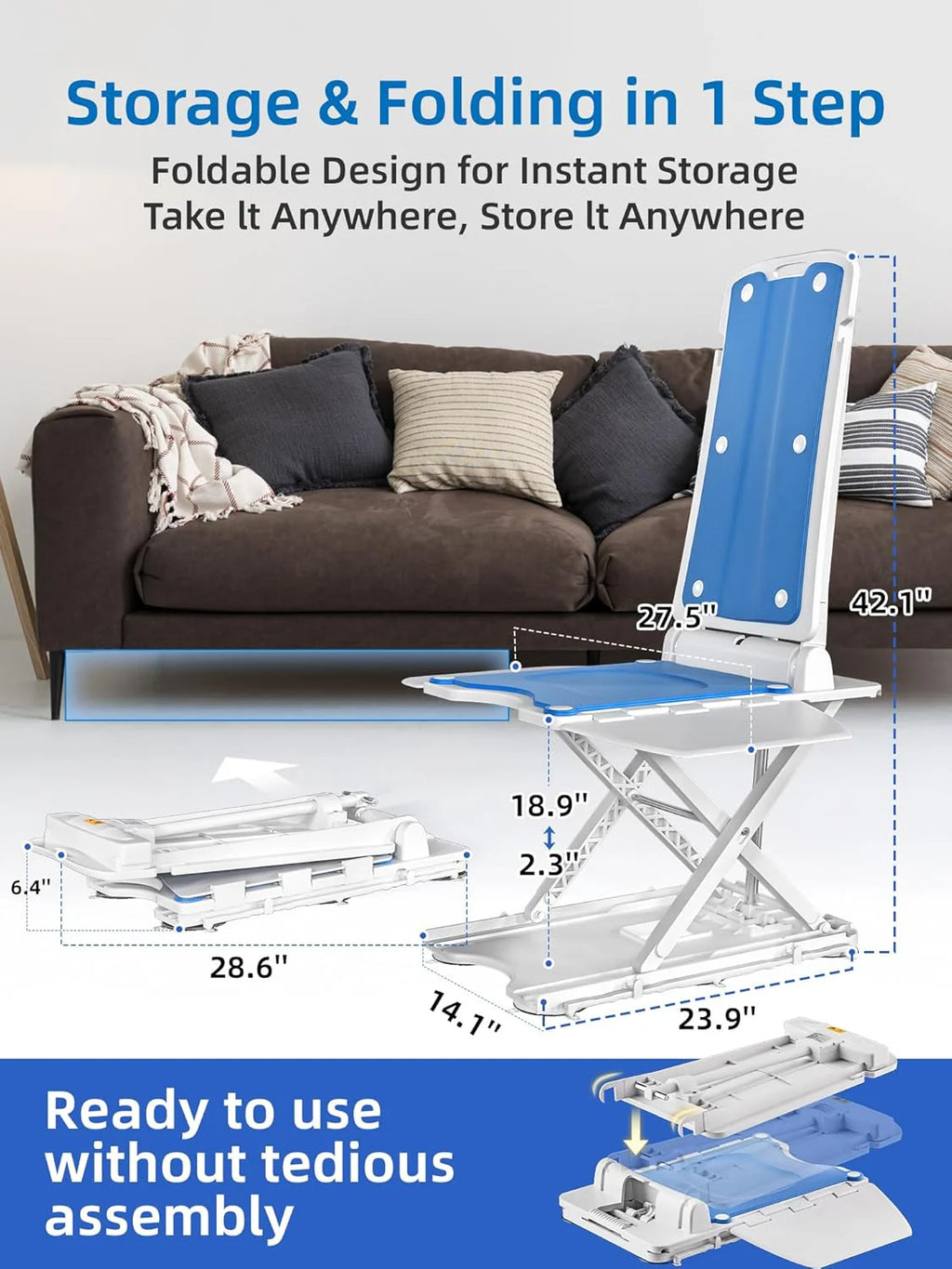 PPOLB Electric Chair Lift For Elderly, 308 lbs Support, Waterproof, Foldable