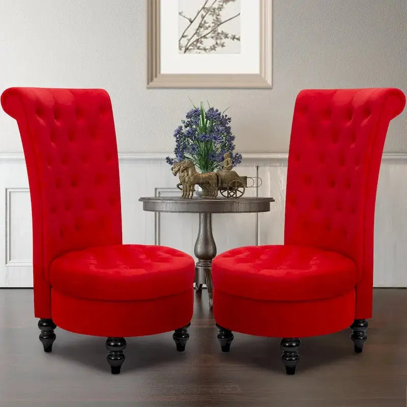 AVAWING Pair Of Royal-Themed Throne Chairs - Rubberwood Frame