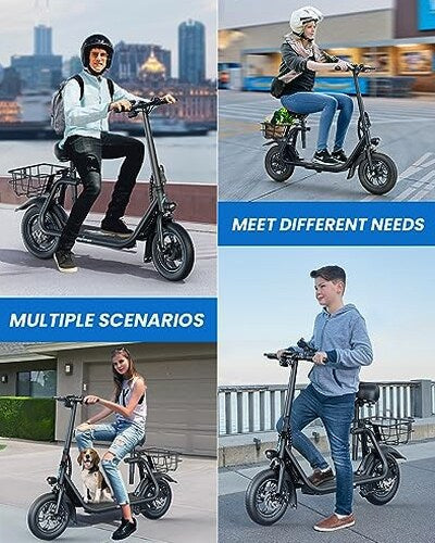 URBANMAX Electric Scooter With Seat, 450W, 22 Miles, Black - C1