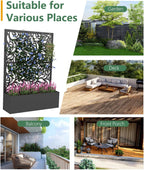 2PCS Metal Planter Box With Trellis 70.9in x 47.2in x 15.7in