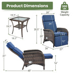 OPOHORO Outdoor Recliner Chair With Cushion, Beige, 1-Pc