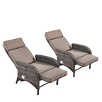 OPOHORO Outdoor Recliner Chair With Cushion, Beige, 1-Pc