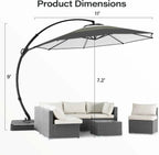 LAUSAINT HOME 11 FT Beige Curvy Cantilever Patio Umbrella With Base