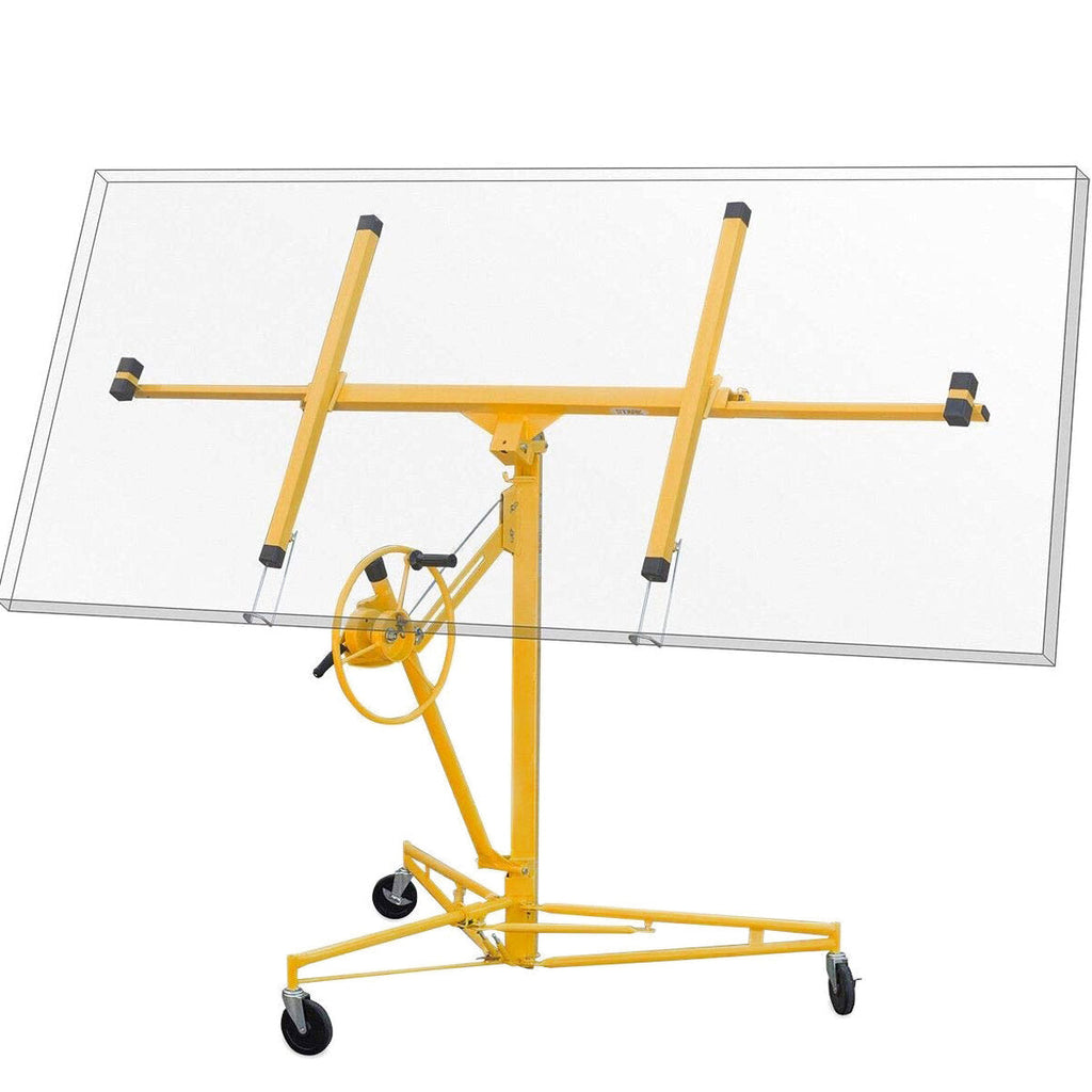 Stark USA Drywall Lift 11' Yellow Rolling Sheetrock Panel Hoist Jack - 65044