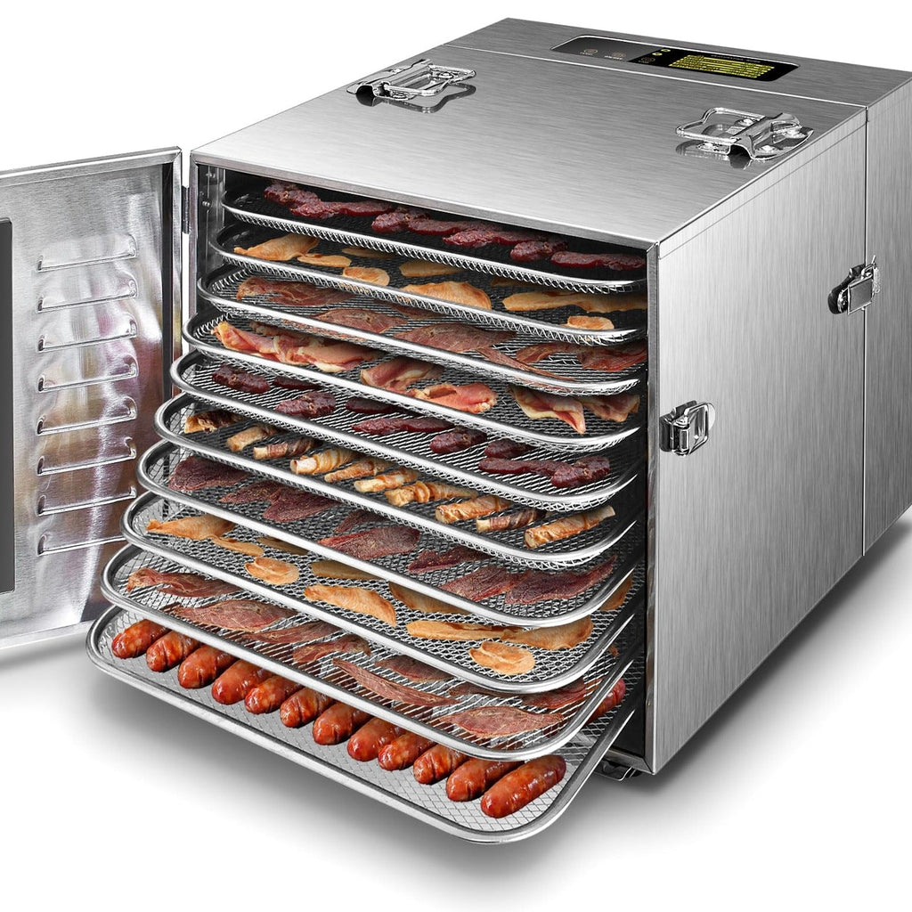 Septree Commercial Food Dehydrator With 10 Stainless Steel Trays - 15.6 x 15.6in