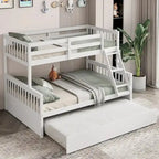Gymax Twin-Over-Full Bunk Bed With Convertible Twin Trundle - Espresso/White