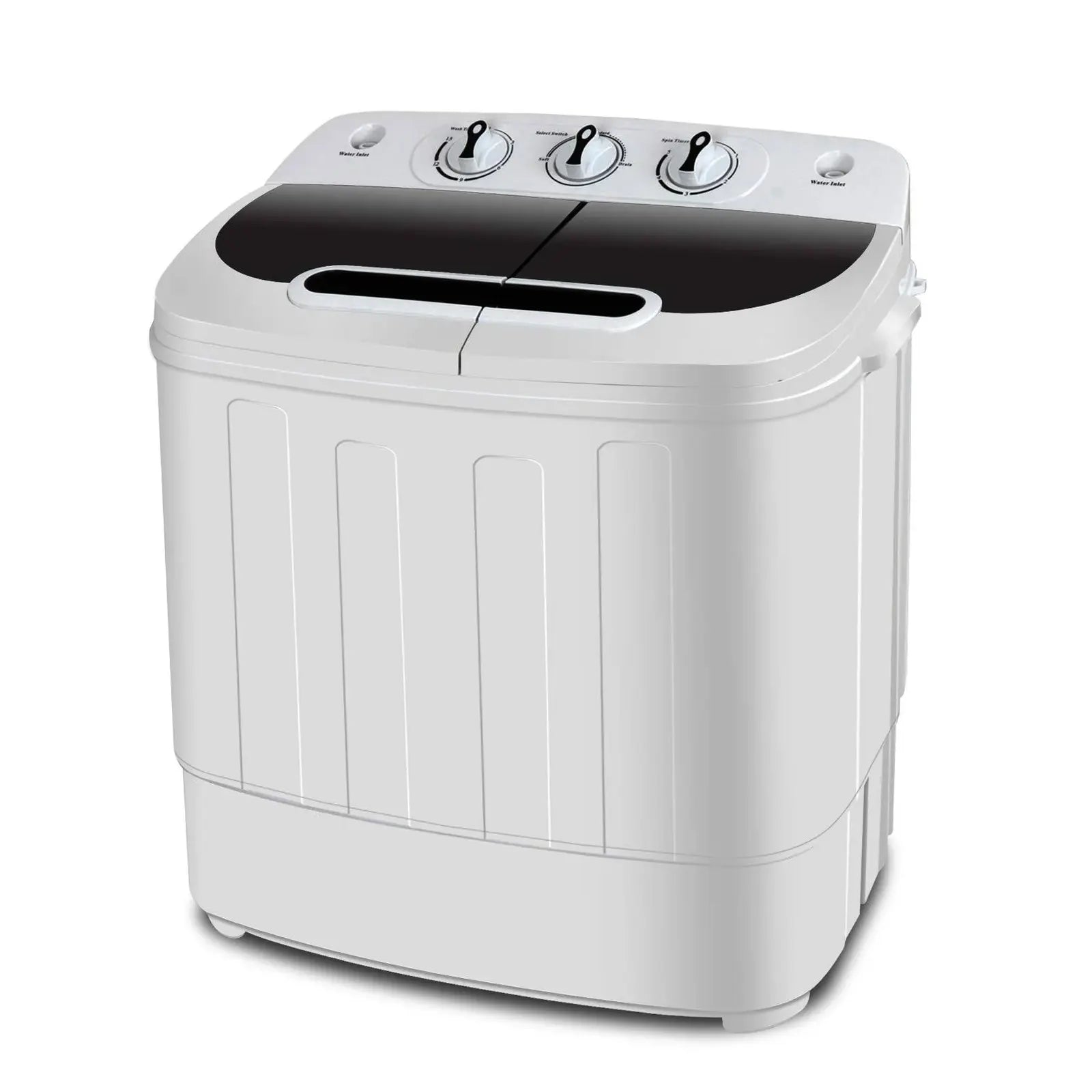 Compact Mini Twin Tub Portable Washing Machine With Wash And Spin Cycle Combo, Built-In Gravity Drain, 13lbs