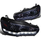 Spec-D Tuning Glossy Black R8 Style LED Projector Headlights - 2LHP-EVO08G-8-TM