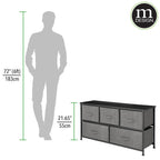 mDesign Wide Storage Dresser With 5 Removable Fabric Drawers - Dark Gray