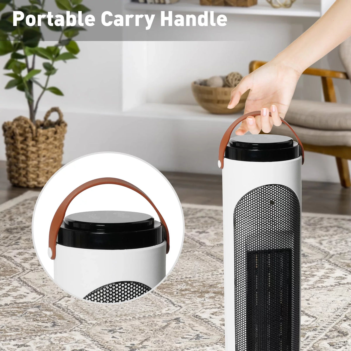 PTC Oscillating Ceramic Space Heater 1500W With Remote And 24-Hour Timer - White