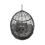 Weatherproof Wicker Hanging Basket Chair With Cushions, 300 lb Capacity
