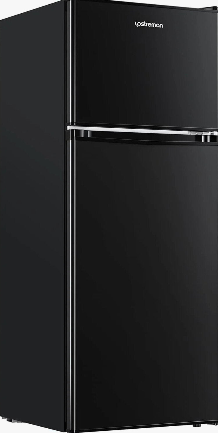 Upstreman 4.0 Cu.Ft Double Door Mini Fridge With Freezer, Black - BR401