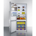 Summit 28 in Wide 14 cu ft Counter Depth Bottom Freezer Refrigerator Stainless Steel - FFBF283SSLHD
