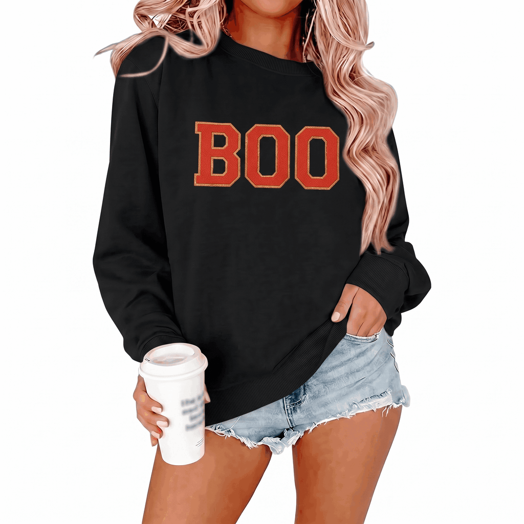 MOUSYA Halloween Sweatshirt Women Spooky Season Shirt Pumpkin Fall Sweatshirt Ghost Long Sleeve Pullover Tops