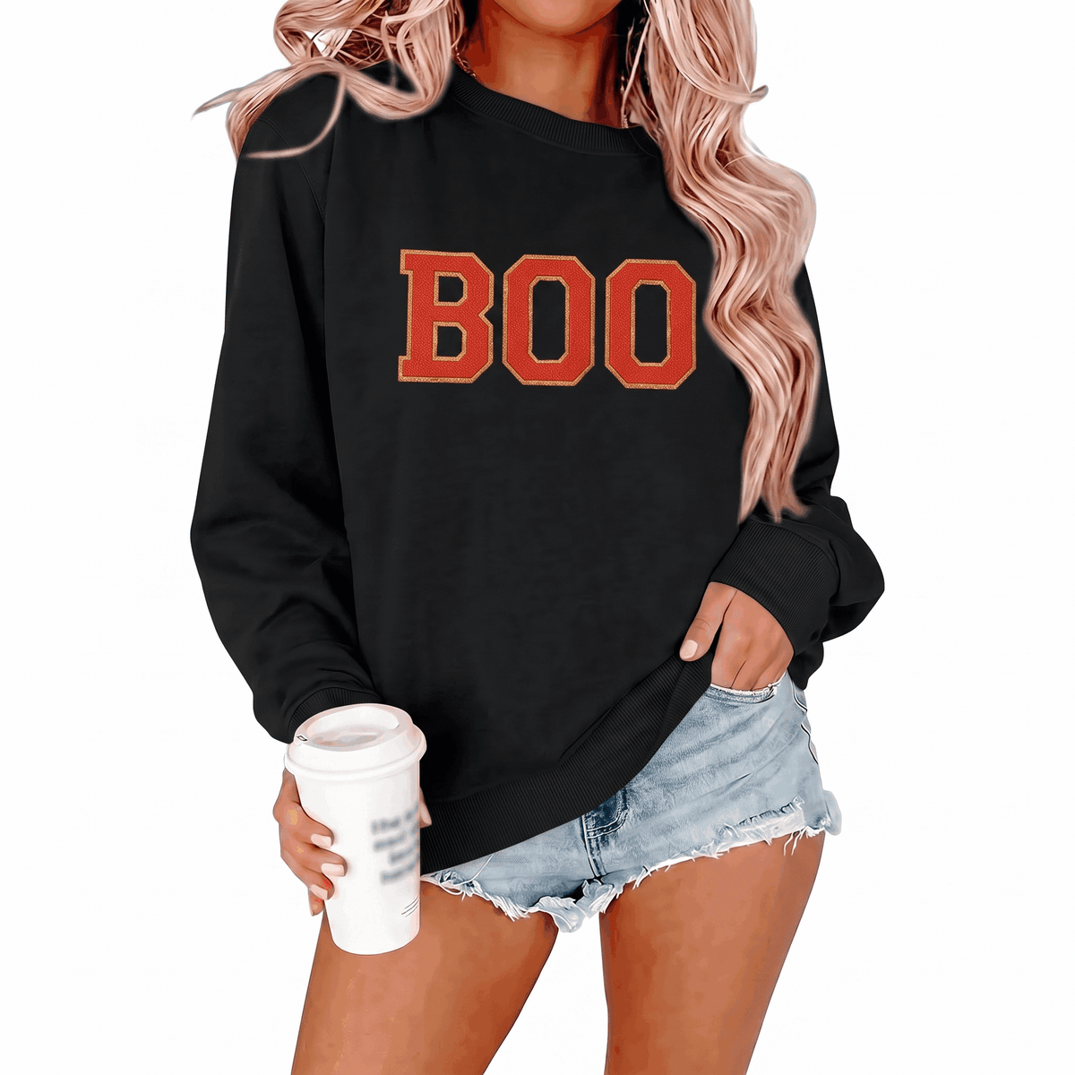 MOUSYA Halloween Sweatshirt Women Spooky Season Shirt Pumpkin Fall Sweatshirt Ghost Long Sleeve Pullover Tops