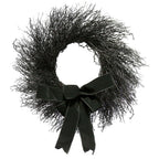 My Texas House Halloween Black Twig Wreath with Bow, 24"
