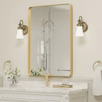 Framed Wall Vanity Mirror With Rounded Corners, 1 Piece