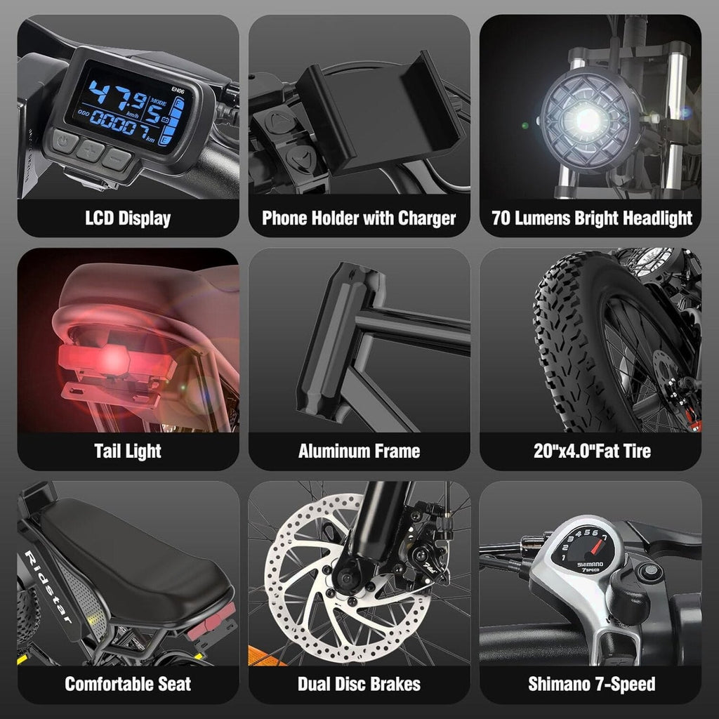 Electric Bike 2000W 52V 30-180 Miles All-Terrain Fat Tire E-Bike - Q20