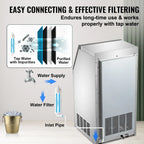 SKYSHALO 110V Commercial Ice Maker, 120lbs/24h, 29lbs Storage, 5x9 Cubes, Stainless Steel